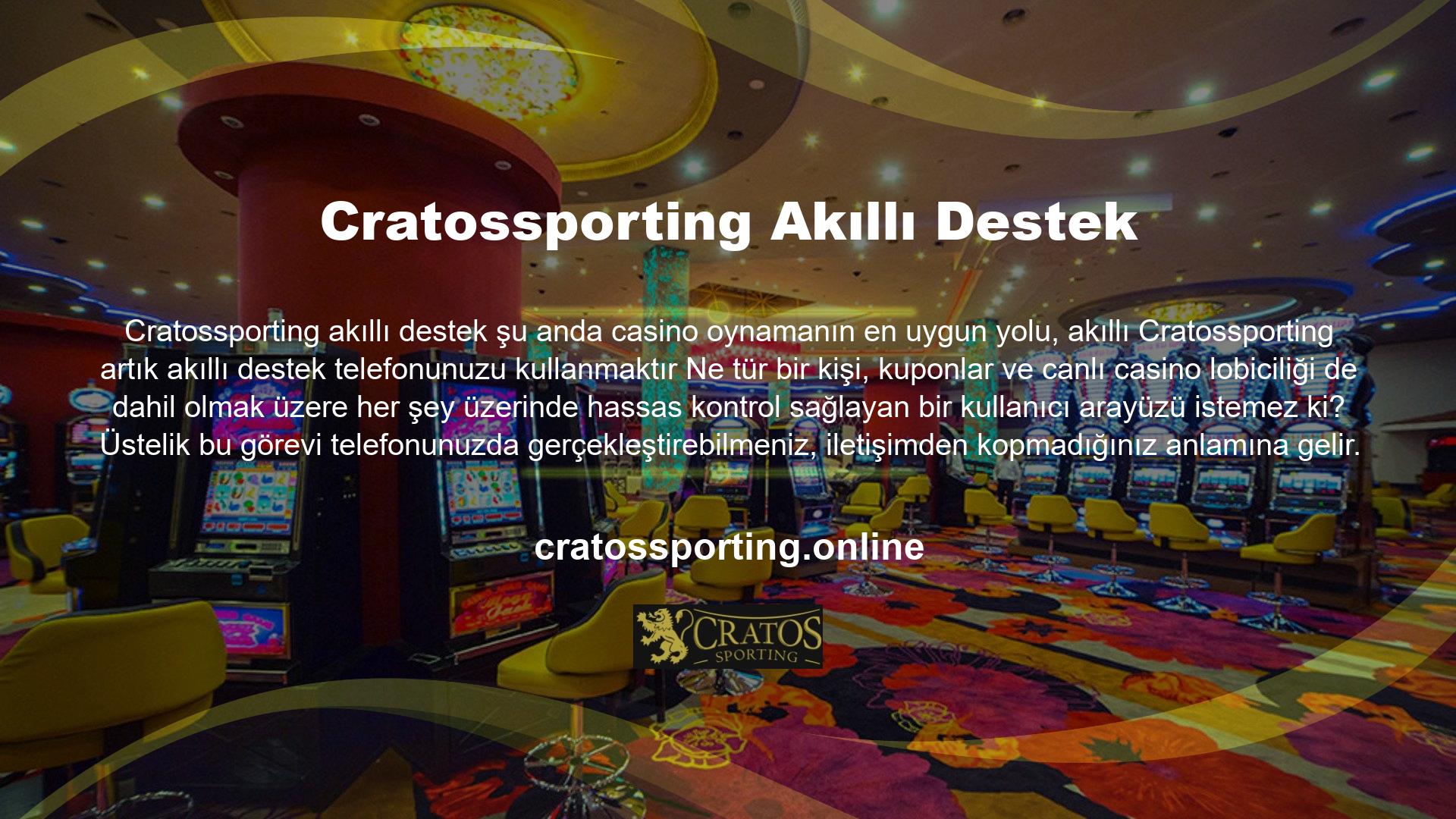 Cratossporting mobil sitesi, işlemi bir bilgisayardaki gibi gerçekleştirmenize olanak tanır